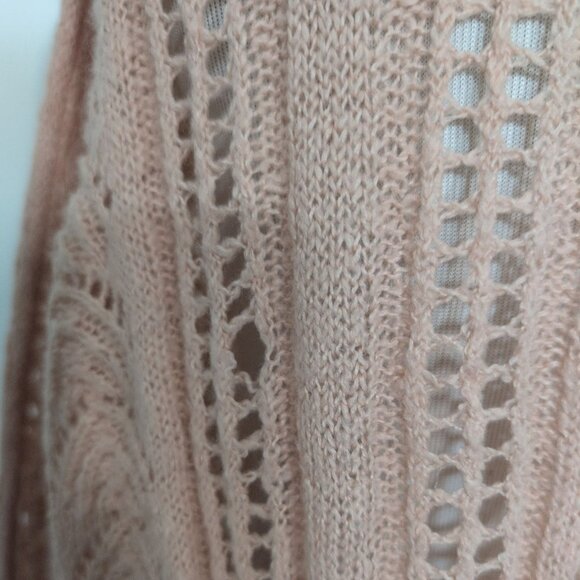 Cato Crochet Ruffle Cardigan Womens Size XL Baby Pink Long Sleeve Sweater - Picture 10 of 13
